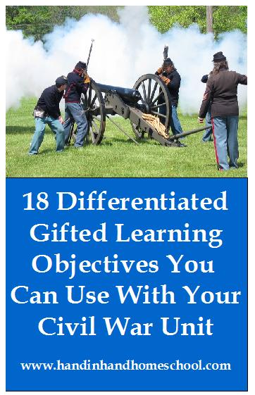 18 Differentiated Gifted Learning Objectives You Can Use With Your Civil War Unit